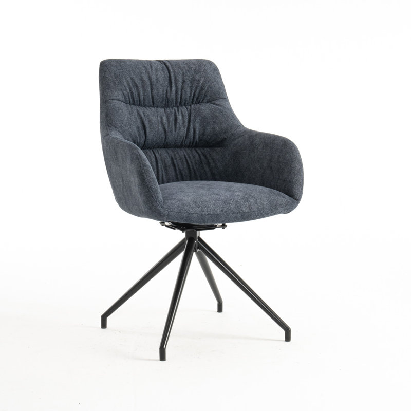Aunalee 50cm H Velvet Upholstered Armchair, Blue, Set Of 4
