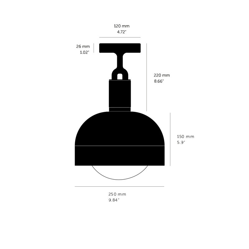 1 - Light Semi Flush Mount, 5.9" H x 9.84" W x 9.84" D, Brass/Opal