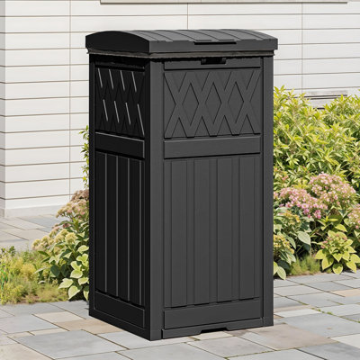 Edrosie Inc 38 Gallons Water Resistant Resin Outdoor Trash Bin,Black