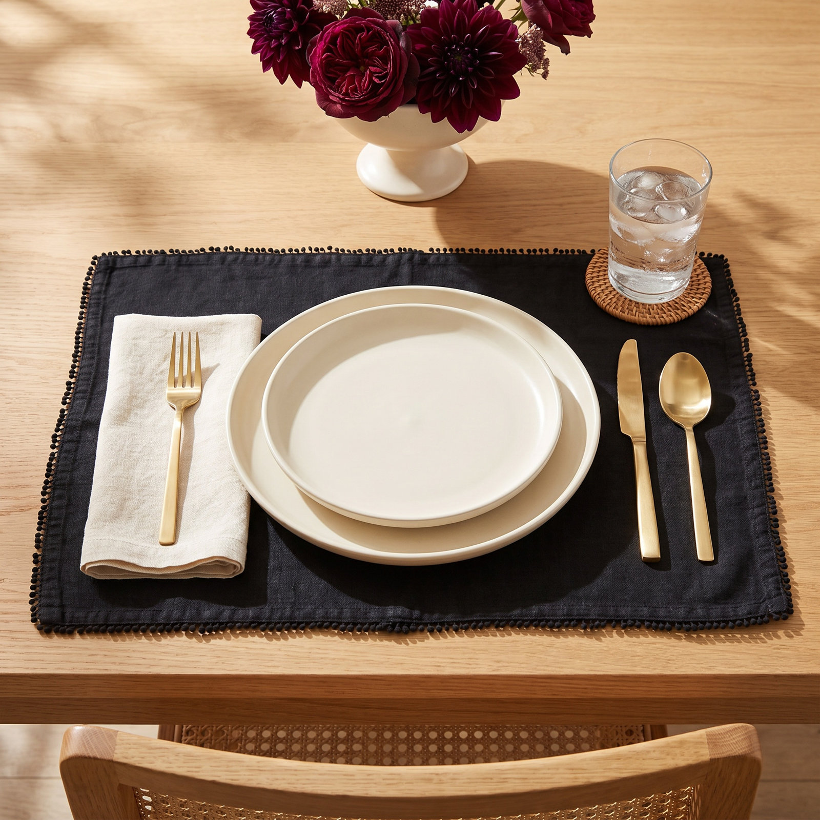 Brigid Linen Placemat, Black