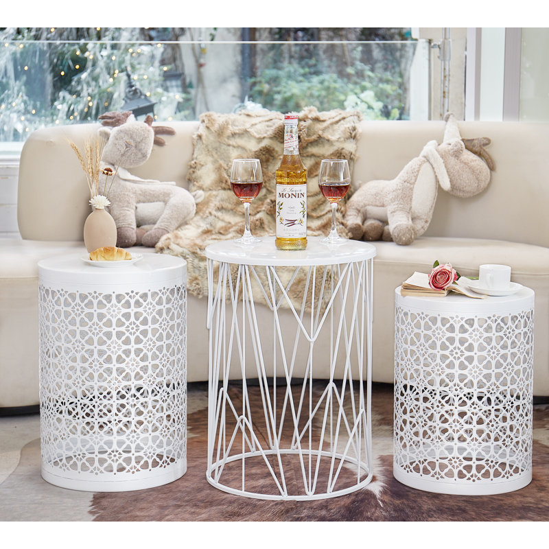 Kareme Iron Top Nesting Tables, White
