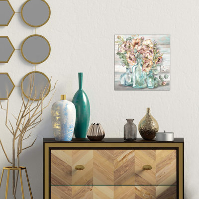 Blush Poppies And Eucalyptus Still Life - Wrapped Canvas Painting
