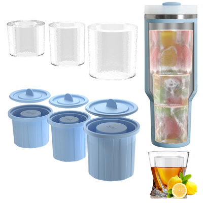 Ice Cube Tray For Stanley Cup 20Oz-40Oz,3 Pcs Silicone Hollow Cylinder Ice Mold With Lid And Bin For Freezer,For Chilling Whiskey Cocktails Coffee,Eas -  Mint Pantry®, F57D8E81DEC54A20B515990411054000