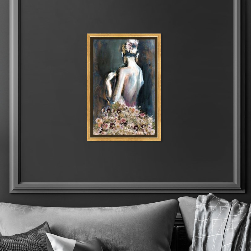" Thinking About You ", Picture Framed Canvas, 30" H x 20" W, Gold