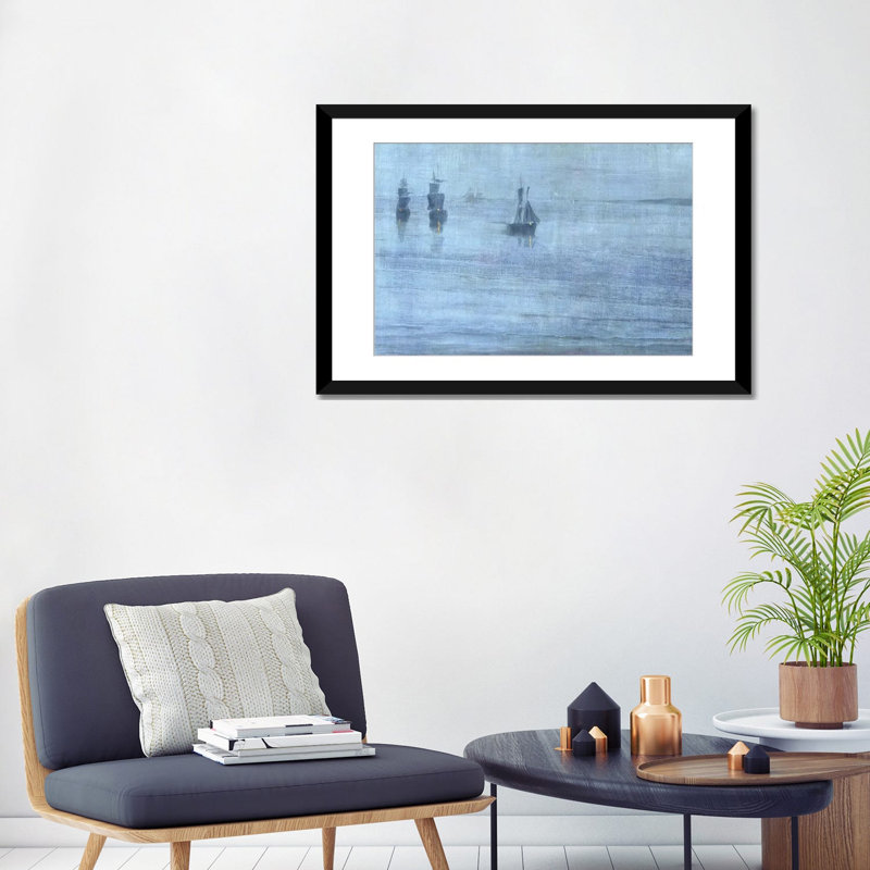 Nocturne le solent - reproduction d'art murale - papier d'art encadré, 24 po x 32 po, Papier encadré, Noir