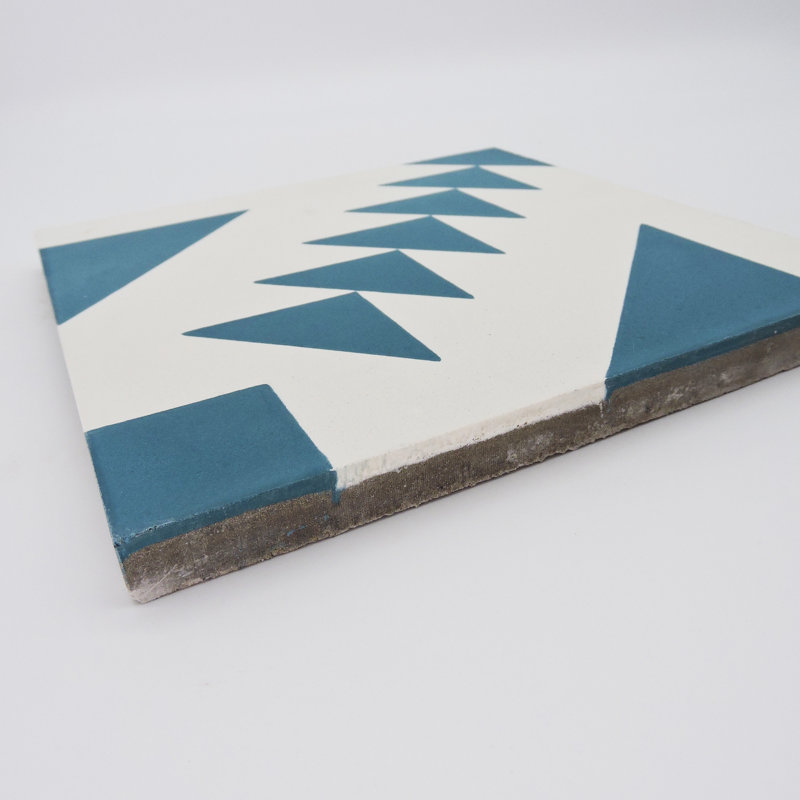 Tadla 8" x 8" Cement Patterned Wall & Floor Tile, Navy Blue/White