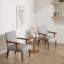 Ensemble de 2 fauteuils d'appoint en tissu contemporains avec table ronde en bois gris ardoise