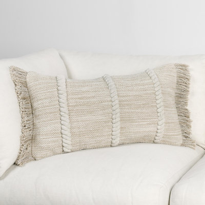 Lucera 22" Woven Fabric Pillow in Beige
