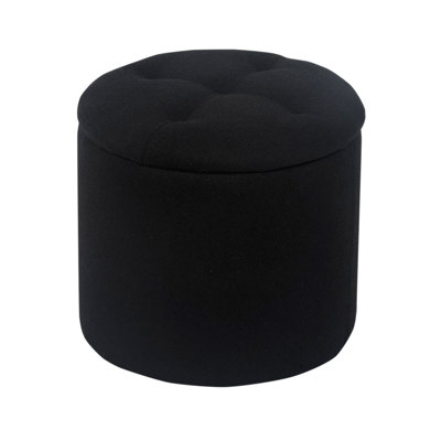 Round Tuffed Upholstered Storage Ottoman