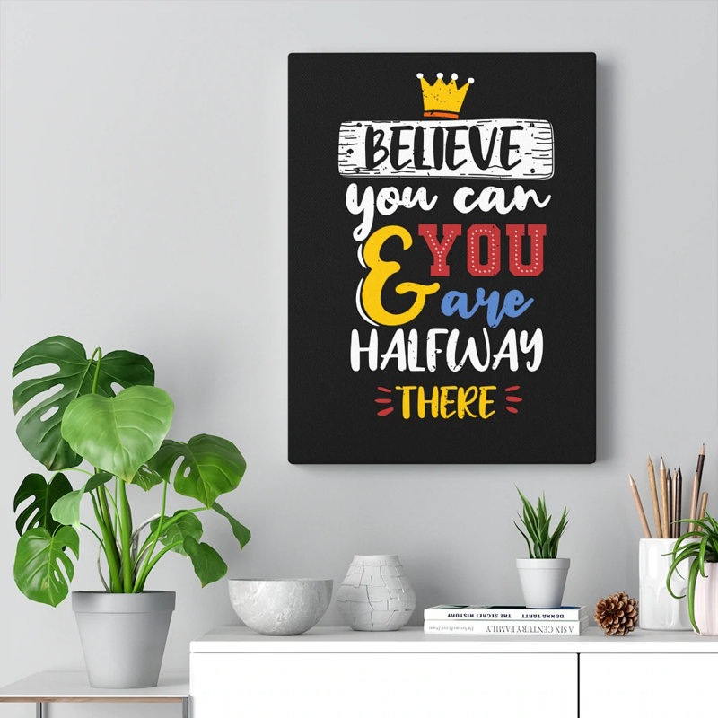 Citation inspirante, art mural «Believe You Can», H 14 po x l 11 po