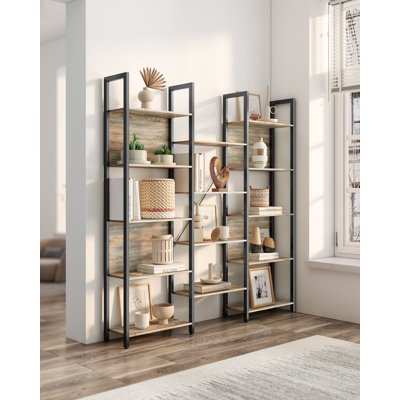 Jaliyah 166cm H x 158cm W Steel Etagere Bookcase