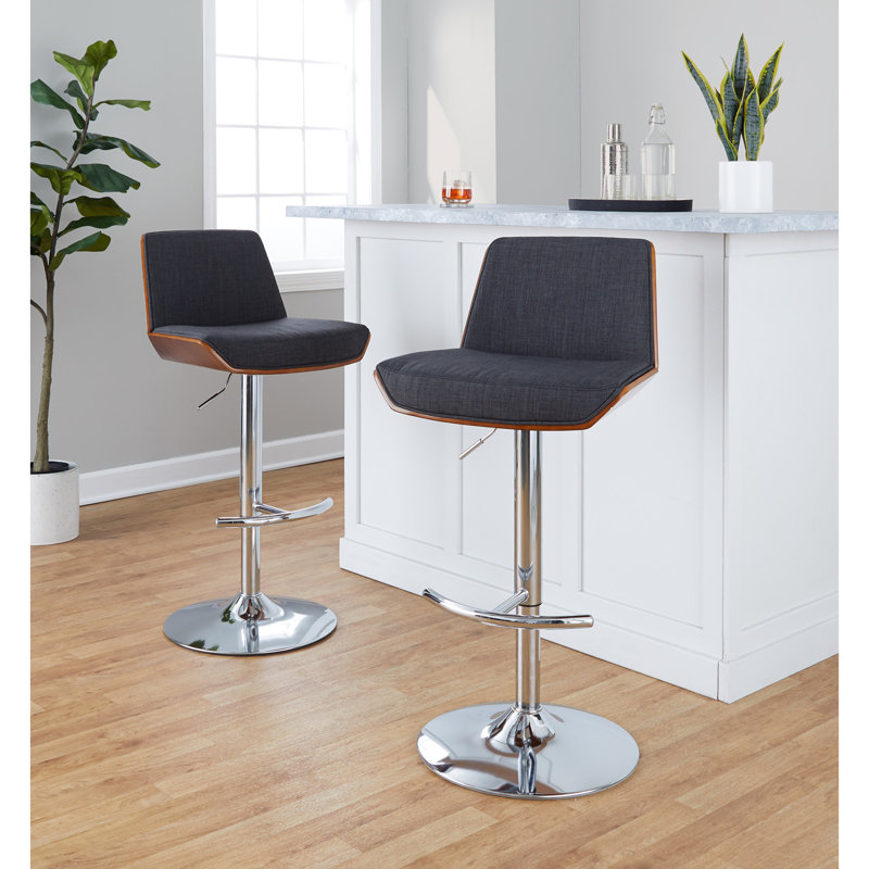 Tabouret de bar réglable avec pivot, Chrome chrome