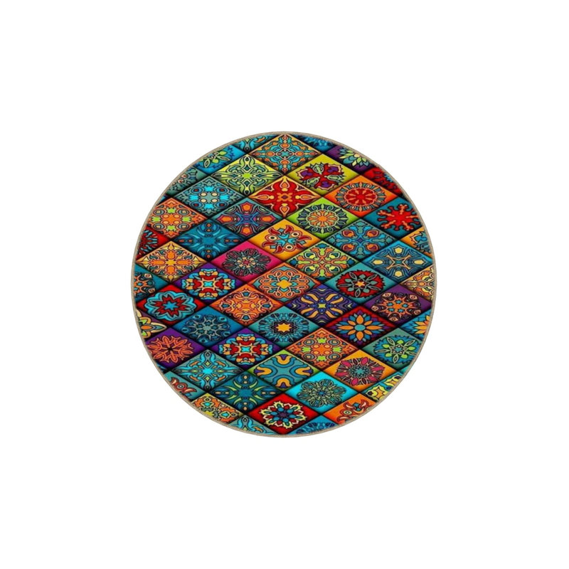 Creative Woven Based Washable Carpet In Diamond-Patterned Mixed Tones, Rectangle 5'2" x 7'7"