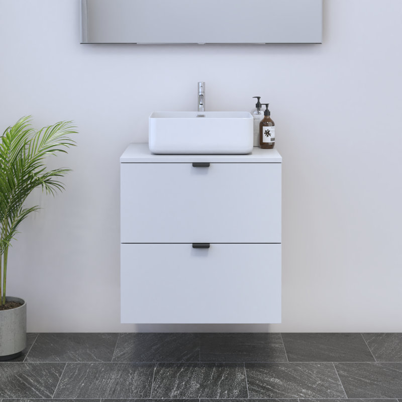 Meuble-lavabo simple 23,6 po avec plateau Kareema, Blanc
