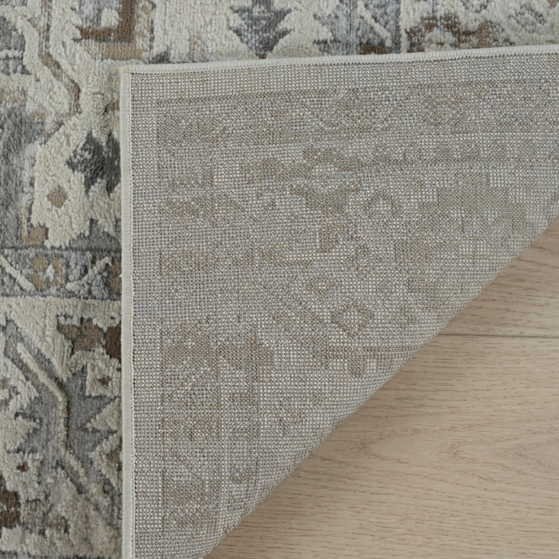 Rug Branch Rasan 4' x 6' (3'11" x 5'7") Grey/Beige Oriental Indoor Area Rug, Contemporary, Medium Pile, Stain-Resistant Carpet - Living Room, Bedroom, Dining Room, and Kitchen