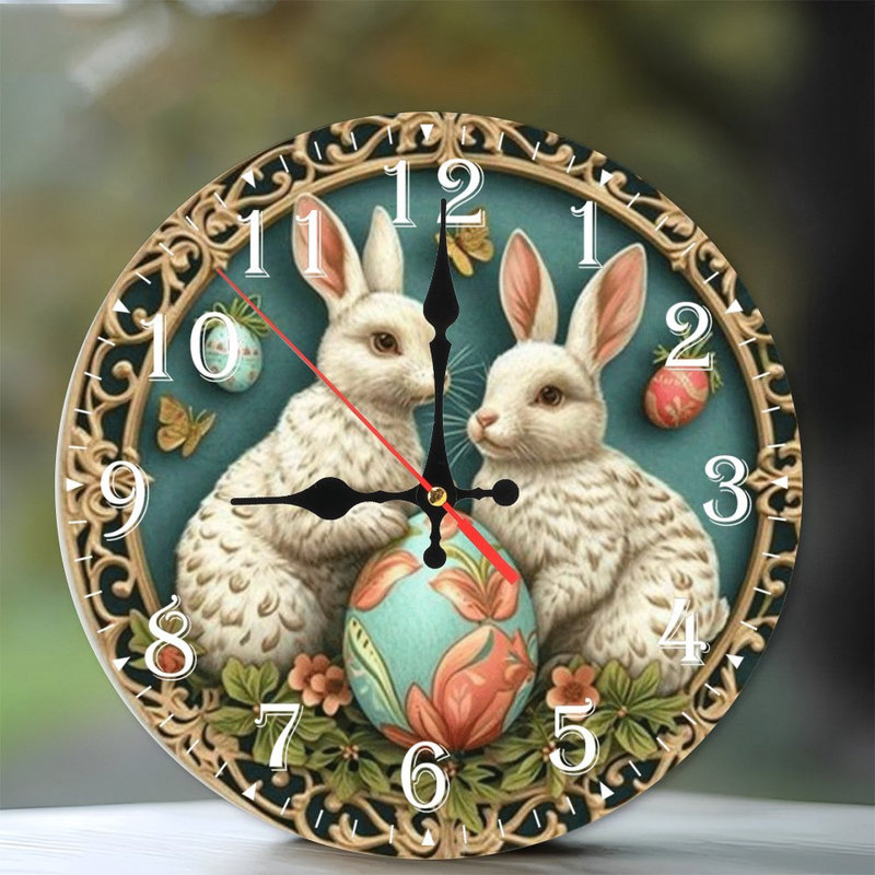 Horloge murale en bois 10 po, mouvement silencieux, à piles (piles AA non incluses), décor artistique, parfait pour les décorations