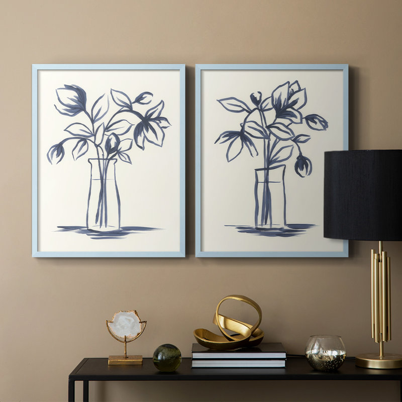 Indigo Bud Vase I-Premium, reproduction encadrée - prêt à être accroché - aucun clou requis - aucun clou requis, Bleu