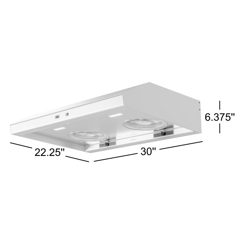 Hotte sous un meuble 30 pouces Zephyr Cyclone 600 CFM, Argent argent, 30"