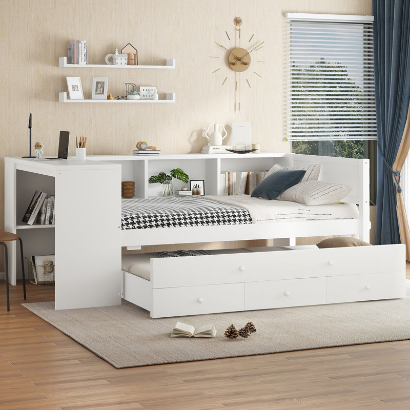 Lit de jour avec couchette, Lit simple, Blanc