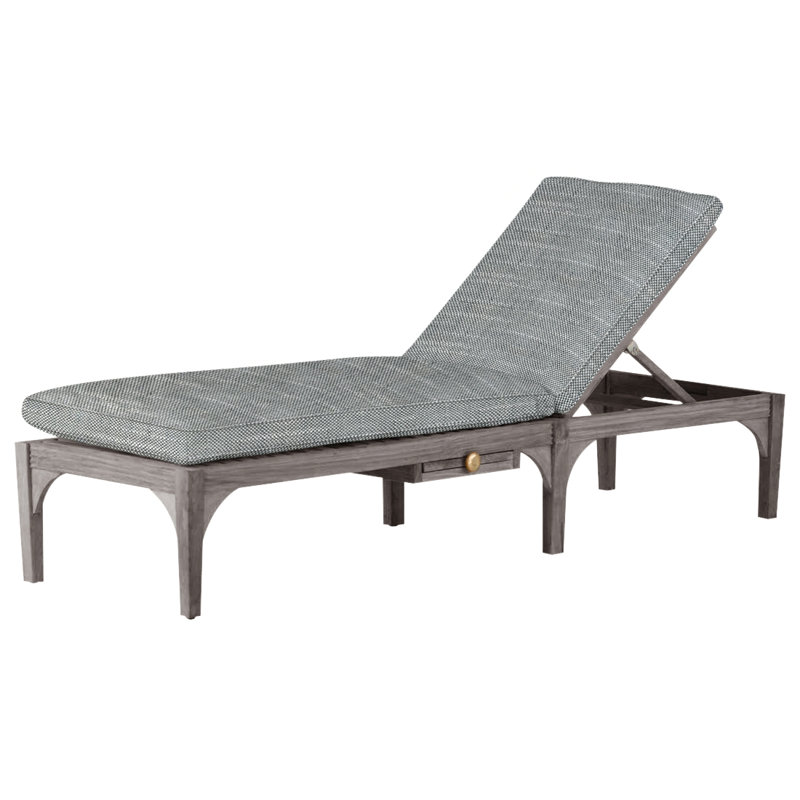 Club Teak Chaise With Wheel - Oyster, Oyster Teak, Welt, Rollo Silver