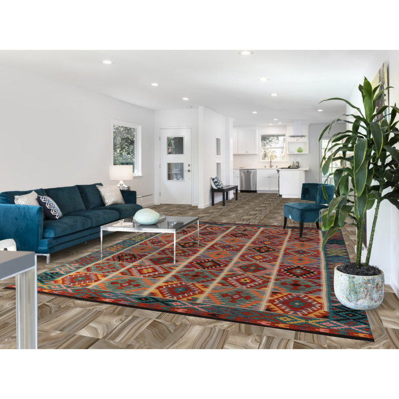Tapis oriental en laine Kilim 8 x 11