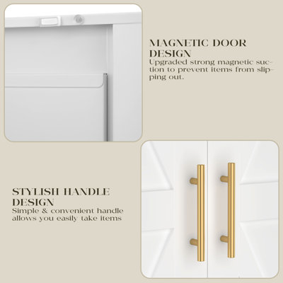 Armoire de rangement blanche en métal avec portes doubles et tablettes réglables, hauteur de 47,25 po