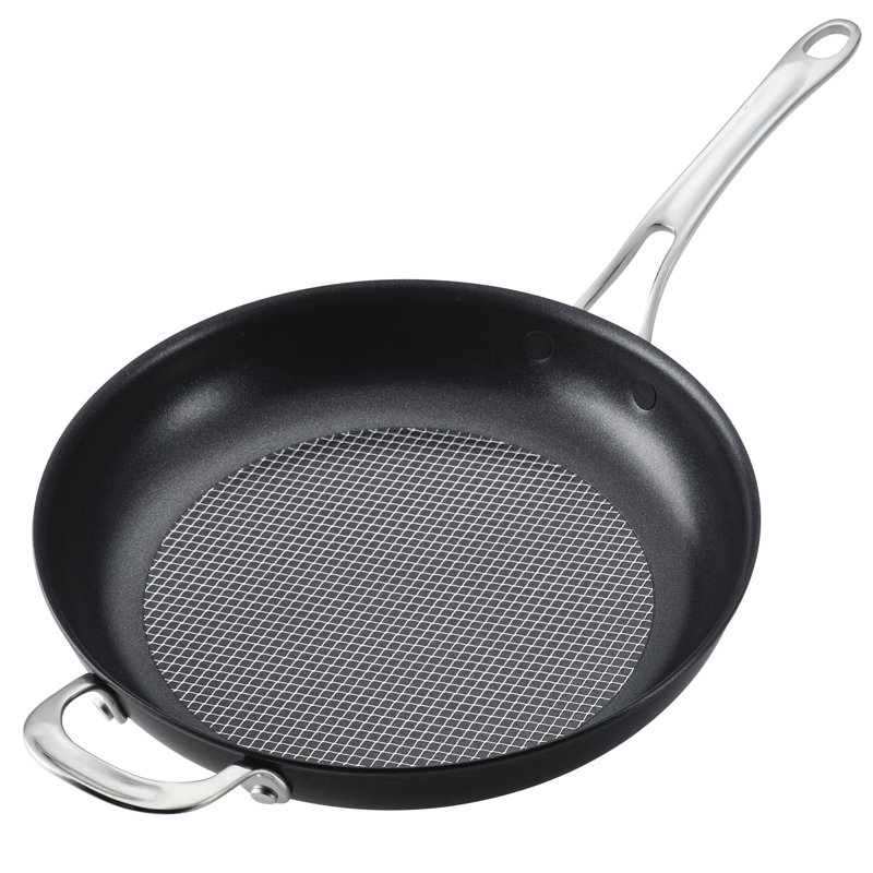 12-Inch Black Stainless Steel Nonstick Fry Pan with Lid