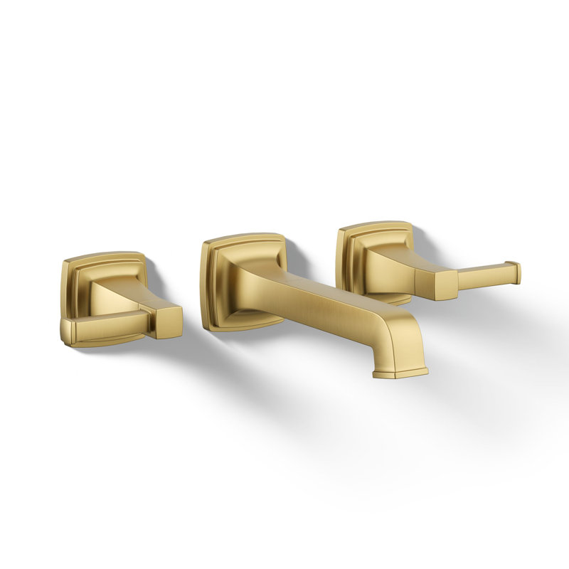 Riff Wall-Mount Bathroom Sink Faucet Trim, Vibrant Brushed Moderne Brass