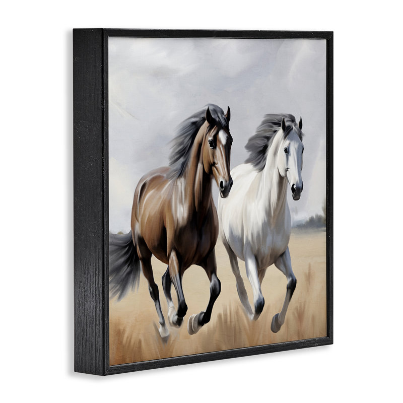 «Wild Run Horse Field», estampe numérique, conception de Kim Allen, Giclée encadrée noir minuit, H 12 po x l 12 po