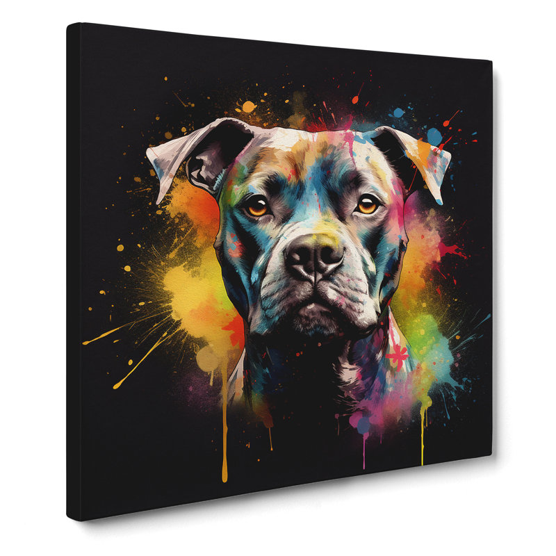 Staffordshire Bull Terrier Conceptual - Wrapped Canvas, 50cm H x 50cm W x 3cm D