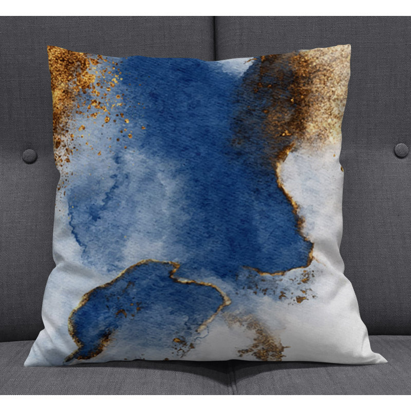 Throw Pillow With Insert, 20"H x 20"W, Blue/White Abstract 6