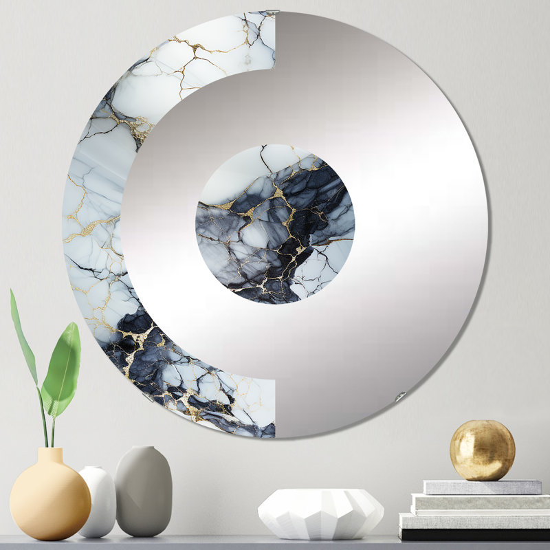 Miroir mural demi-cercle doré, 23,6 po x 23,6 po