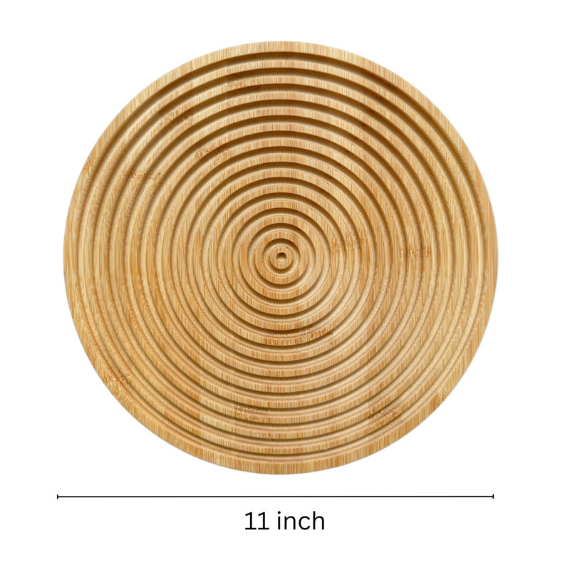 Handcrafted Grooved Wood Cutting Board - Boho Farmhouse Kitchen Decor & Serving Tray For Charcuterie, Bread, Cheese & Appetizers Aesthetic Board For Home, Counter, And Display - Circle (D11")