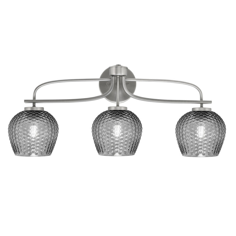 Barre d'éclairage de salle de bain 3 lumières Madilynn avec verre texturé fumé de 6 po, Graphite