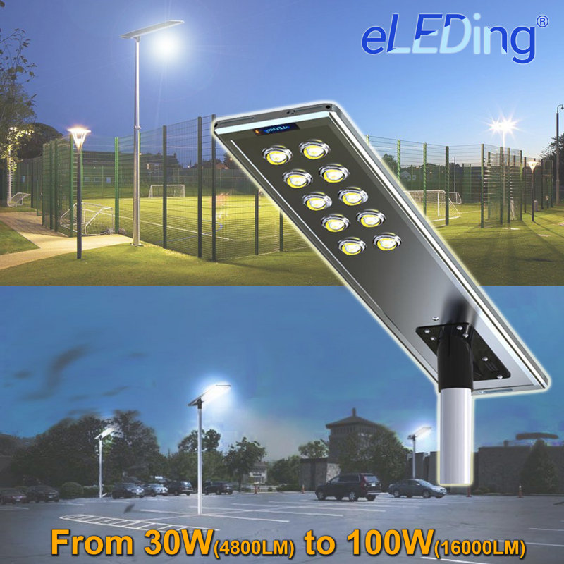 ELEDing Outdoor LED Motion Sensor Street Light with Solar Panels