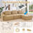 Tayani Boneless 124.00" U Shaped Couch, Modular Sectional Sofa, 3-Seater Comfy Cloud Couch with Movable Ottoman-1131483929