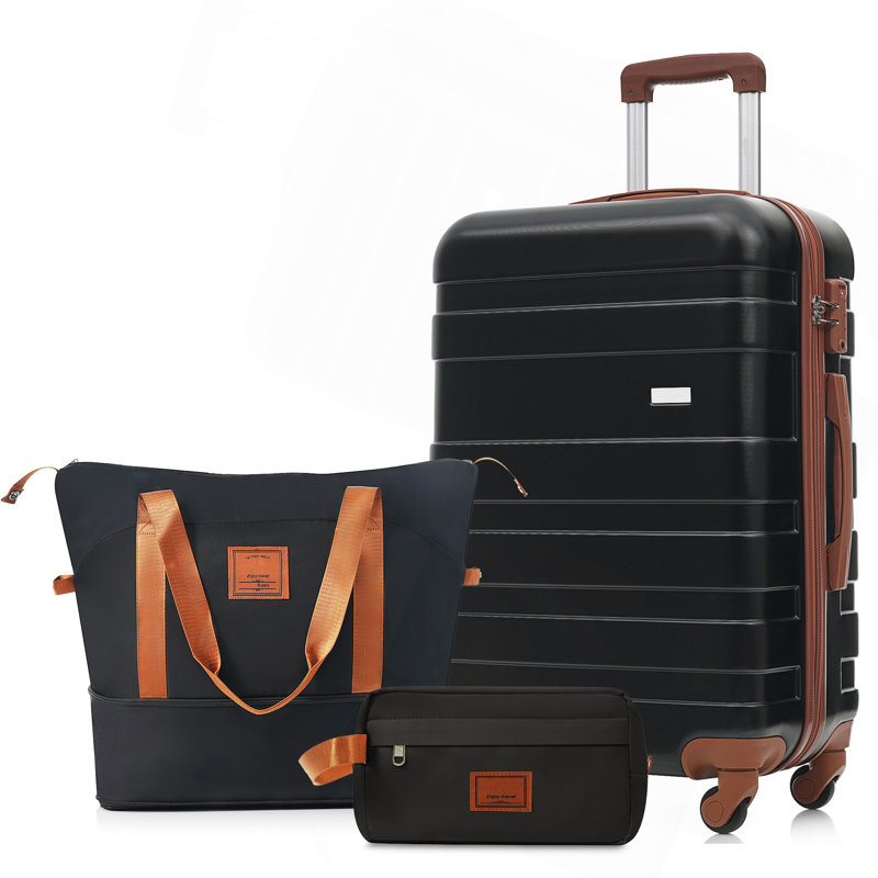 Ensemble de 3 valises - Valise à carreaux 24 po avec sac de toilette à sec TSA