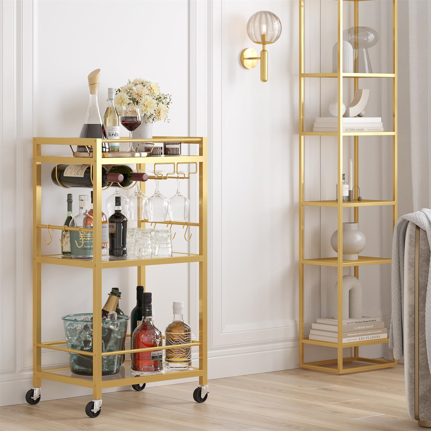 Ebern Designs Sejun Metal Bar Cart | Wayfair