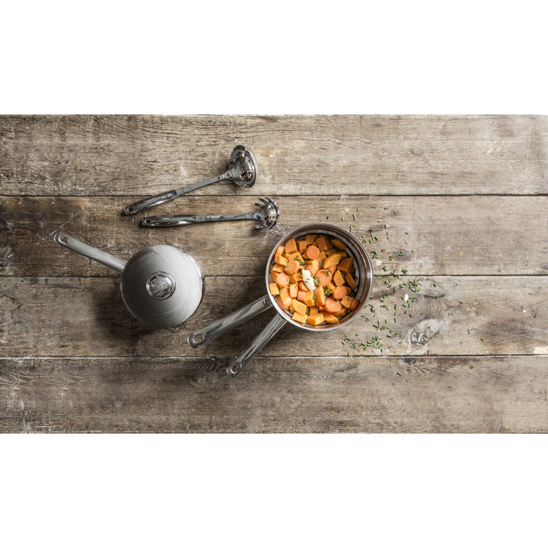 Stellar 1000 5 Piece Stainless Steel Pan Set, 16/18/20Cm Saucepans With Stainless Steel Lids, 14Cm Milk Pan, Steamer