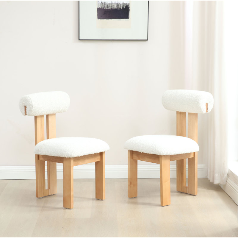 Dellar Boucle Upholstered Back Dining Chair, Ivory