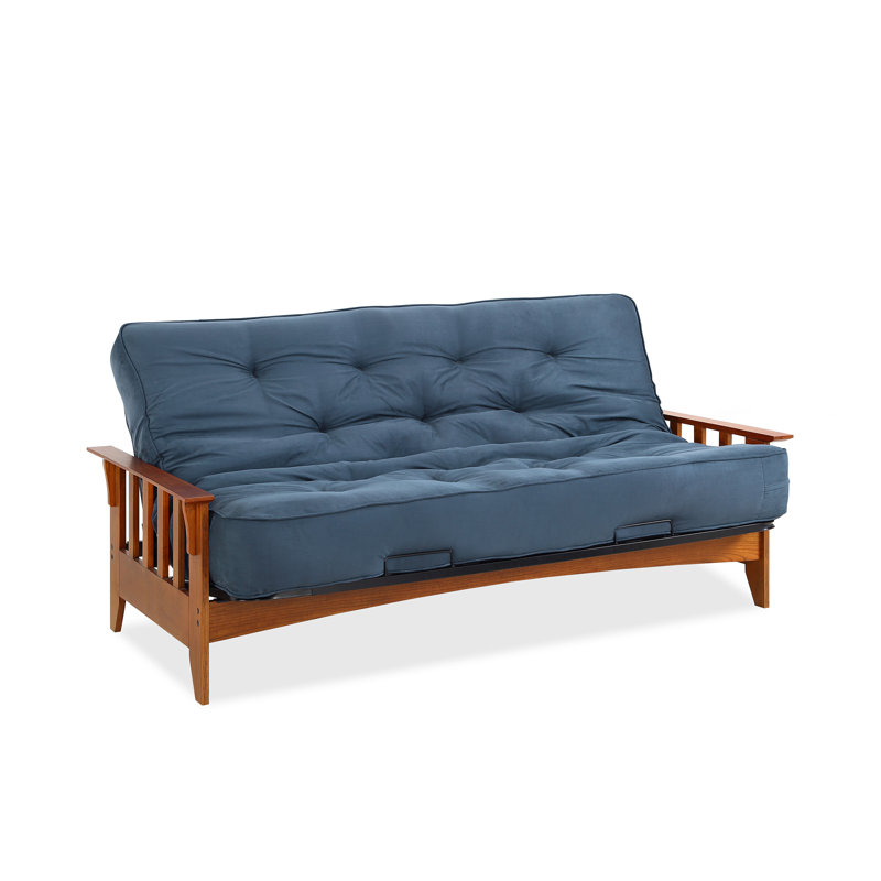 Futon double avec matelas Mccane, Microfibre bleu minuit