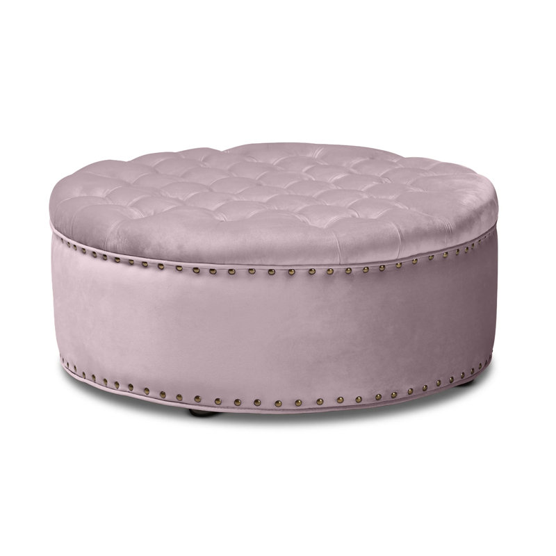 Croom 90cm Wide Tufted Round Footstool Ottoman, Pink