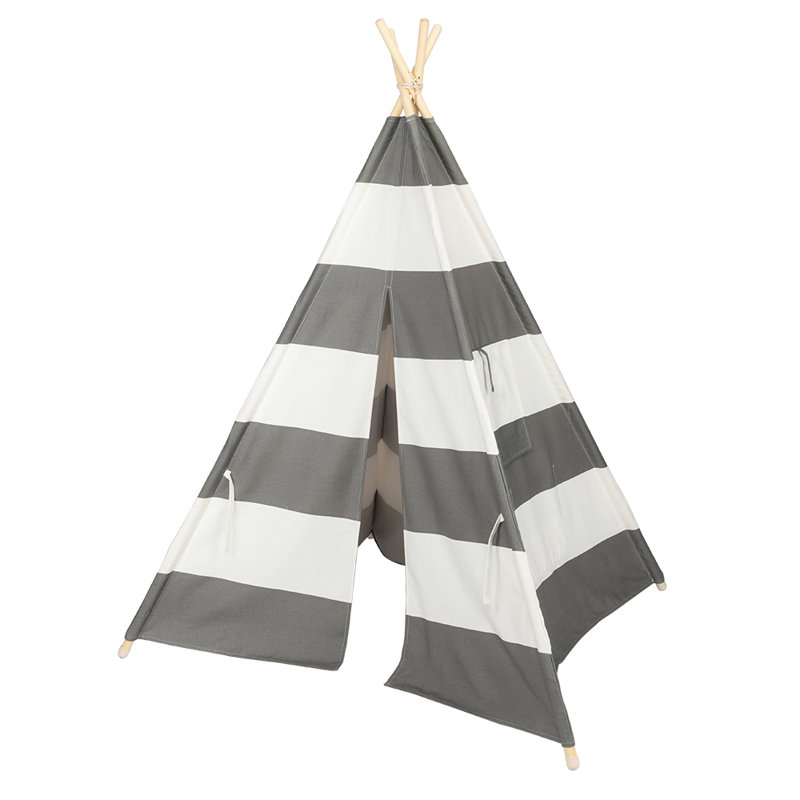 Blue Elephant 120cm W x 165cm D Indoor / Outdoor Cotton Triangular Play Tent, Grey/White