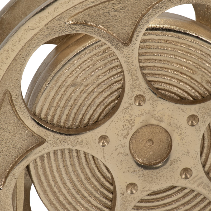 Decorative Objects for Home Decor – Champagne Movie Reel Sculpture for Kitchen Decor, Shelf Styling, or Decorations for Living Room – Vintage-Inspired Decorative Statues and Sculptures – 9", Champagne