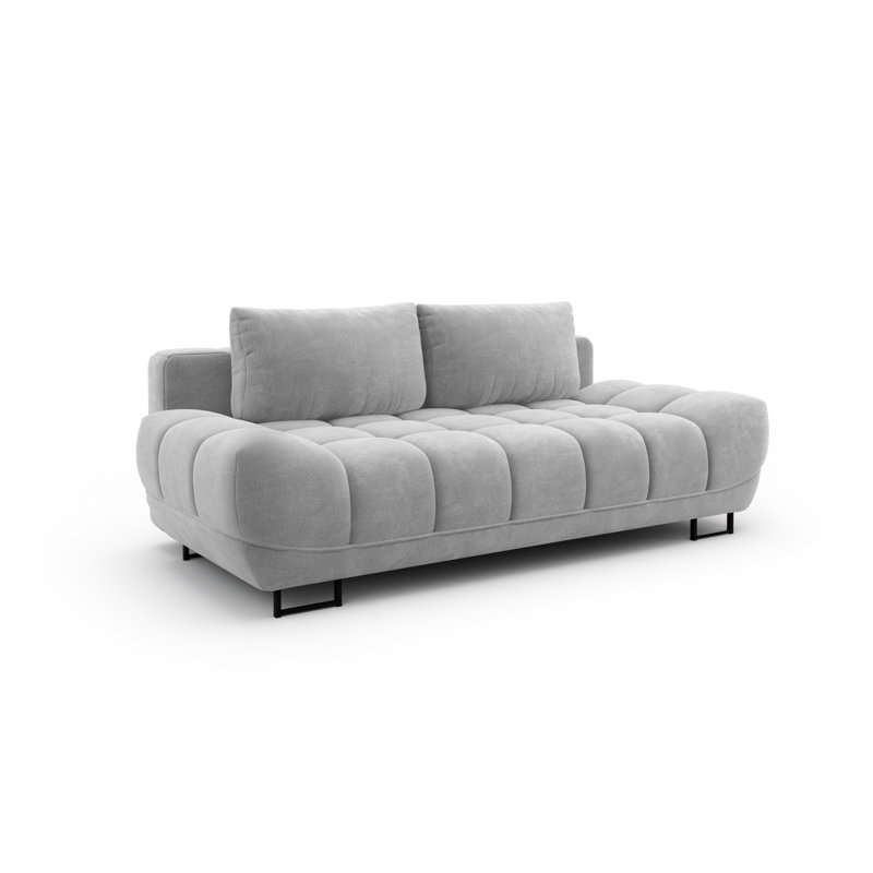 Nicolus 3 Seater Velvet Sofa Bed, Light Grey