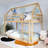 Wood Frame Twin Over Twin Size House-Shaped-Bunk Bed With Ladder,Guardrails-1453162269