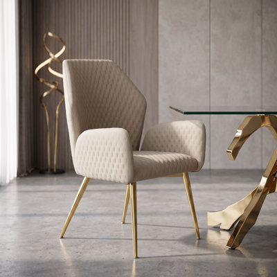 Valenne Beige patterned Leather Dining Chair