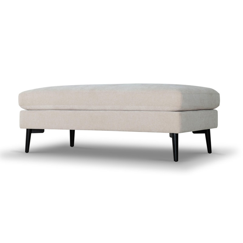 Bilal 47" Wide Rectangle Cocktail Ottoman, Lux Cream Performance Chenille