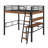 Metal Twin-Sized Loft Bed With Integrated Desk-1940755512