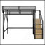 Lit mezzanine double avec escalier, lit mezzanine double en métal avec tablettes de rangement, lit mezzanine haut avec garde-robe